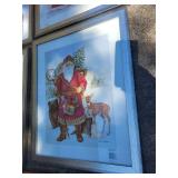 Set of 9 Framed Santa and Holiday Art Prints