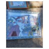 Set of 9 Framed Santa and Holiday Art Prints