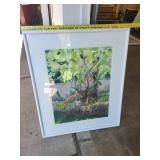 Framed Watercolor Painting of Tree and Flowers by Lee Mims