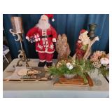 Christmas Decor Collection Including Santa Figures and Holiday Arrangements