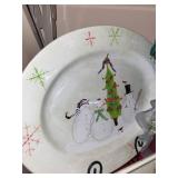 Collection of Holiday Themed Platters and Plates featuring Snowman and Christmas Designs