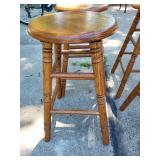 Set of 4 Wooden Bar Stools with Turned Legs
