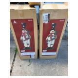Set of 2 Hand-Painted 34" Woodland Snowmen for Indoor/Outdoor Use