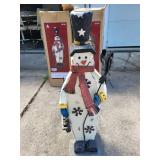 Set of 2 Hand-Painted 34" Woodland Snowmen for Indoor/Outdoor Use