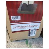 Set of 2 Hand-Painted 34" Woodland Snowmen for Indoor/Outdoor Use