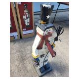 Set of 2 Hand-Painted 34" Woodland Snowmen for Indoor/Outdoor Use