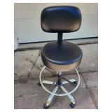 Adjustable Rolling Office Stool with Black Cushions