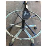 Adjustable Rolling Office Stool with Black Cushions