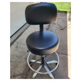 Adjustable Rolling Office Stool with Black Cushions