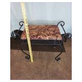 Elegant Iron Bench with Upholstered Seat in Paisley Fabric