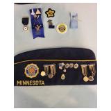 Collection of American Legion Military Caps and Pins