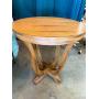Vintage Round Wood Side Table with Curved Legs