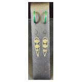 Set of Two Pairs of Nature-Inspired Sterling Earrings