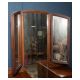 Antique Vanity with Trifold Mirror – 47"W x 17"D x 68"T