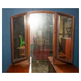 Antique Vanity with Trifold Mirror – 47"W x 17"D x 68"T