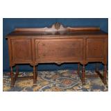 Vintage Carved Wood Sideboard with Decorative Backpiece