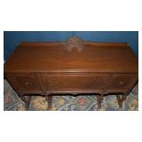 Vintage Carved Wood Sideboard with Decorative Backpiece