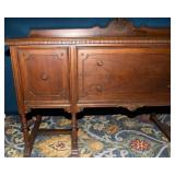 Vintage Carved Wood Sideboard with Decorative Backpiece