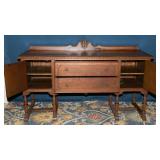 Vintage Carved Wood Sideboard with Decorative Backpiece