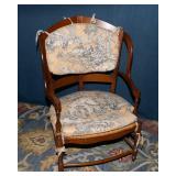 French Provincial Armchair with Rush Seat & Matching Footrest