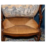 French Provincial Armchair with Rush Seat & Matching Footrest