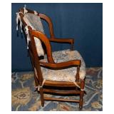 French Provincial Armchair with Rush Seat & Matching Footrest