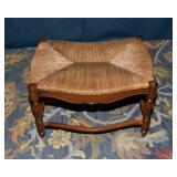 French Provincial Armchair with Rush Seat & Matching Footrest