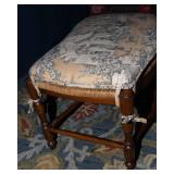 French Provincial Armchair with Rush Seat & Matching Footrest