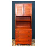 Vintage Red-Toned Wooden Hutch – Two-Piece Design