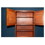 Vintage Red-Toned Wooden Hutch – Two-Piece Design