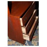 Vintage Red-Toned Wooden Hutch – Two-Piece Design