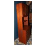 Vintage Red-Toned Wooden Hutch – Two-Piece Design