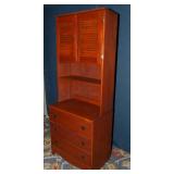 Vintage Red-Toned Wooden Hutch – Two-Piece Design