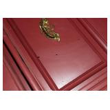 Tall Red Painted Dresser with Distressed Finish