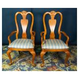 Pair of Stanley Furniture Arm Chairs – Blue, Cream & Yellow Upholstery