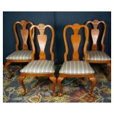 Set of 4 Stanley Furniture Side Chairs – Blue, Cream & Yellow Upholstery