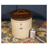 Ruckel’s 3-Gallon Stoneware Crock with Wooden Lid