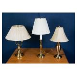 Set of Three Gold Tone Lamps