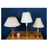 Set of Three Gold Tone Lamps
