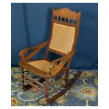 Vintage Rocking Chair with Woven Cane Seat & Back