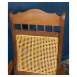 Vintage Rocking Chair with Woven Cane Seat & Back