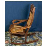 Vintage Rocking Chair with Woven Cane Seat & Back