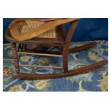 Vintage Rocking Chair with Woven Cane Seat & Back