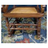 Vintage Rocking Chair with Woven Cane Seat & Back
