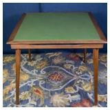 Mid-Century Modern Folding Table – Green Naugahyde Top & Walnut Frame