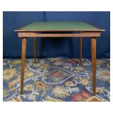 Mid-Century Modern Folding Table – Green Naugahyde Top & Walnut Frame