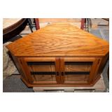 Corner Media Cabinet with Glass Doors