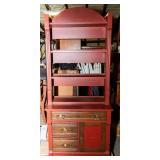 Red Painted Hutch with Open Shelving – 74" Tall