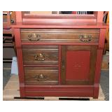 Red Painted Hutch with Open Shelving – 74" Tall