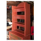 Red Painted Hutch with Open Shelving – 74" Tall